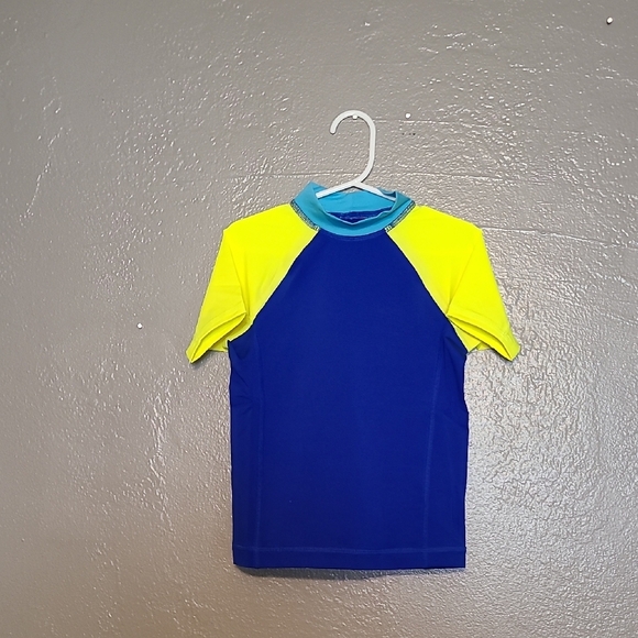 Lands' End Blue & Yellow Kids Rash Guard (Swim Shirt) Size XXS (2-3) NWOT - Picture 1 of 8